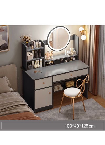 Buy Multifunctional Makeup Vanity Dressing Table with Drawers and Chair 100 CM in UAE