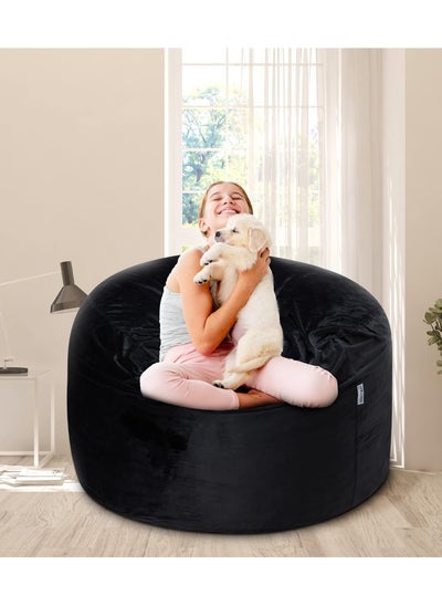 Buy COMFY CLASSIC BEAN BAG VELVET BLACK XL WITH VIRGIN BEANS FILLING in UAE