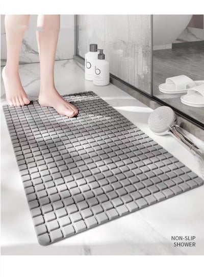 Buy 1-Piece Non-Slip Bath Mat With Vacuum Suction Cup PE Grey 71x40 Centimeter in UAE