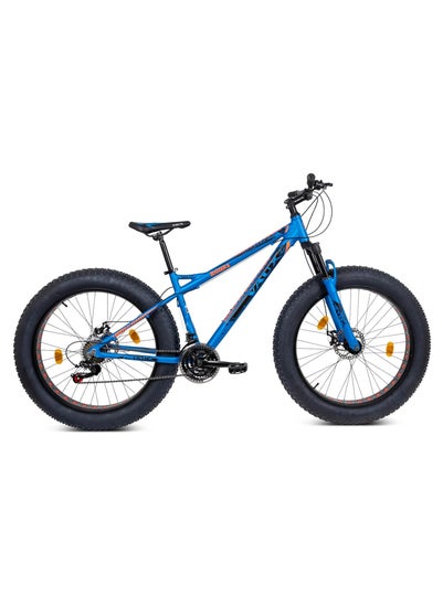 Buy Vaux Joggers Fat Bike Cycle for Men with 21 Speed Gear & Aluminum Alloy Frame - Big Tyre Cycle for Boys 15 Years with 26x4.0inch Tyres - Lockout Front Suspension Fork & Double Disc Brakes - Blue in UAE