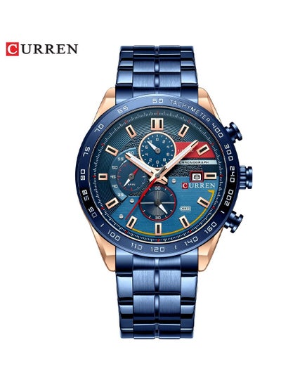 Buy Men's Waterproof Stainless Steel BAnd Chronograph Quartz Watch 8410 - 48 mm -Blue in Saudi Arabia