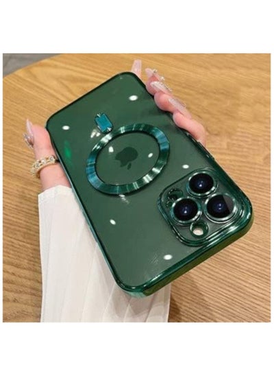 Buy iPhone 14 Pro Max Case with Camera Lens Protector (Compatible with MagSafe) Anti-Scratch Shockproof Protective Slim Electroplated iPhone 14 Pro Max Case for Women Men - Green in UAE