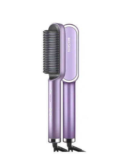 Buy KSKIN Hair Straightener Brush Hair Straightening Iron with Built-in Comb, 20s Fast Heating 5 Gears Settings Anti-Scald Perfect for Professional Salon at Home Purple in UAE