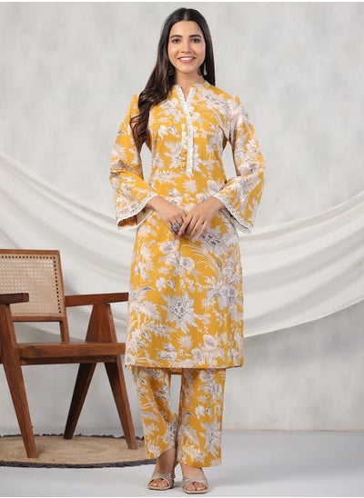 Buy Floral Bell Sleeve Kurta & Pants Set in Saudi Arabia