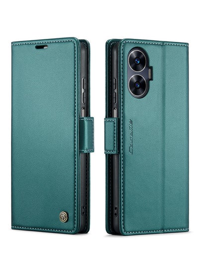 Buy CaseMe Flip Wallet Case For Realme C55 RFID Blocking PU Leather Wallet Flip Folio Case with Card Holder Kickstand Shockproof Phone Cover - Green in Egypt