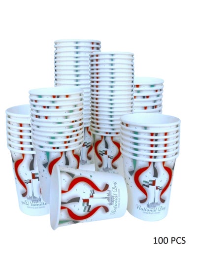 Buy 100 PCS Of UAE Flag Color Printed Disposable Cups For National Day 9oz in UAE