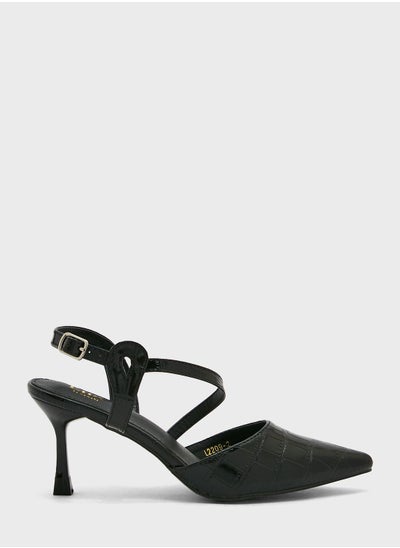 Buy Croc Effect Shiny Asymetric Strap Pump in Saudi Arabia