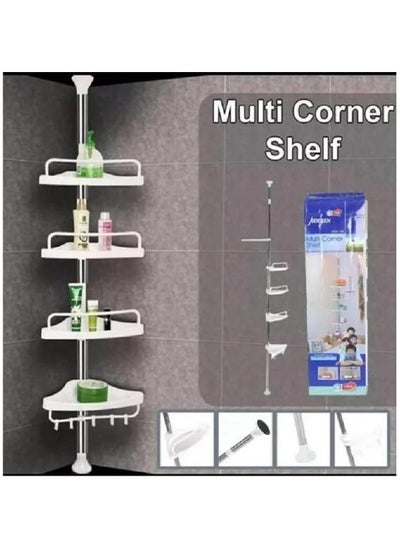 4 Tier Adjustable Telescopic Shelf Bathroom Organiser Corner Rack ...
