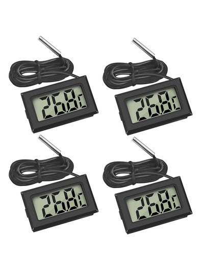 Buy NTECH 4Pcs Digital LCD Thermometer Temperature Monitor with External Probe for Fridge Freezer Refrigerator Aquarium (4x Black) in UAE