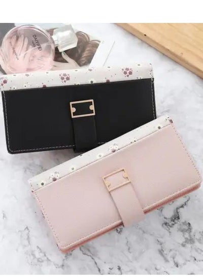 Buy Wallets for women, simple solid color long wallet for students, large capacity zipper multi card wallet for women multi color in Egypt