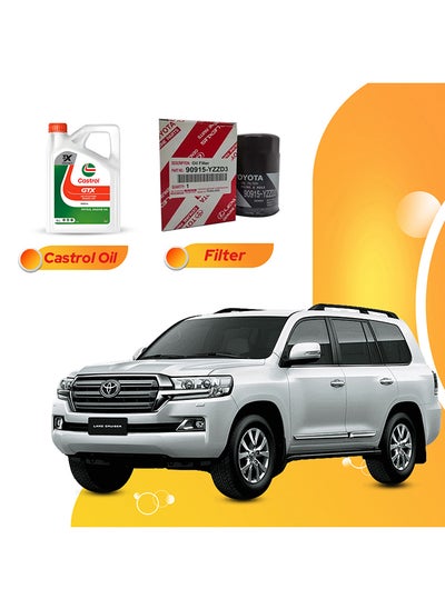 اشتري Land Cruiser 8 Liters 20W50 Castrol Gtx Oil And Original Filter في الامارات