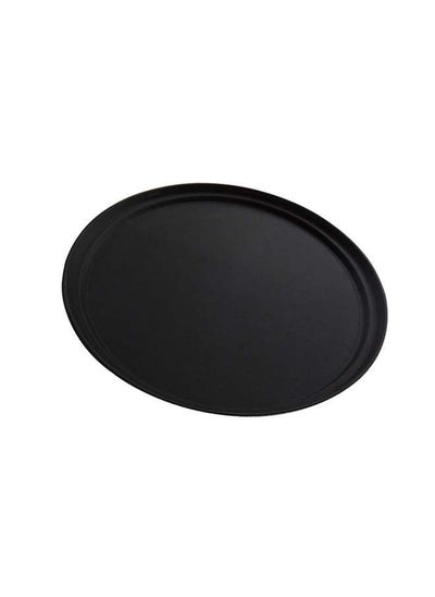 Buy Non Slip Plastic Slip Tray Round Black 28 cm in UAE