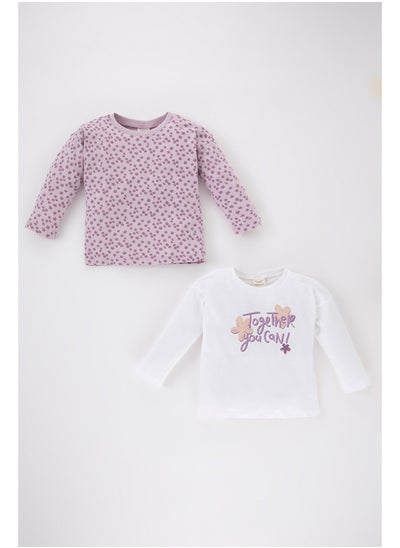 Buy Babygirl Regular Fit Bike Neck Knitted Long Sleeve T-Shirt - 2 Pieces in Egypt