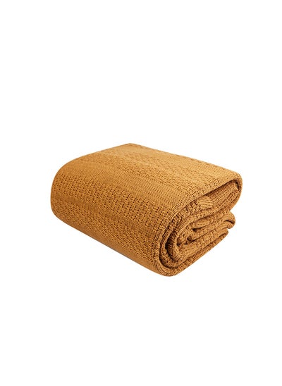 اشتري Home Charm Bold Mustard Double Knitted Blanket في الامارات