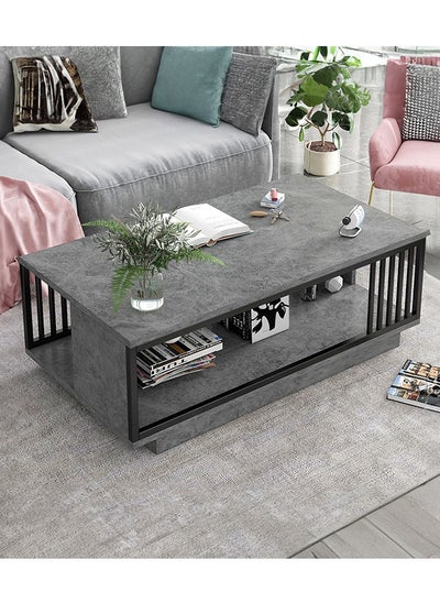 Buy Coffee Table Snack End Tables Centre Table with Storage Shelf and Metal Frame for Home Living Room in Saudi Arabia