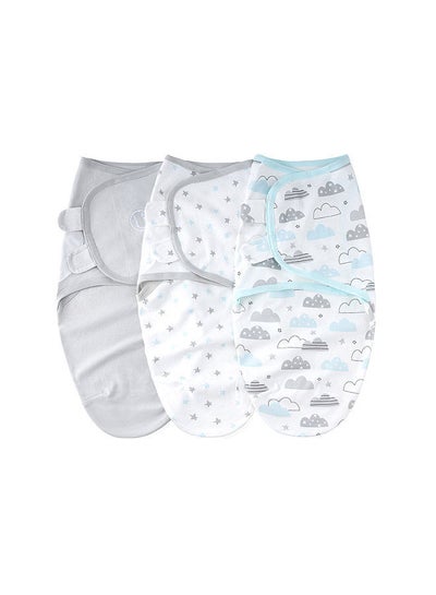 Buy insular SU3007 3PCS Baby Swaddle Wrap Blanket Soft Cotton Infant Sleeping Blanket with Cute Cloud Pattern for Newborn Baby Boys Girls in UAE