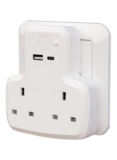 Buy UK Plug Wall Socket,Double Plug Extension with 2 USB (1 USB-C),2 Way Plug Adaptor Multi Plug Adpater,13A UK 3 Pin Socket Extension for Travel in Saudi Arabia