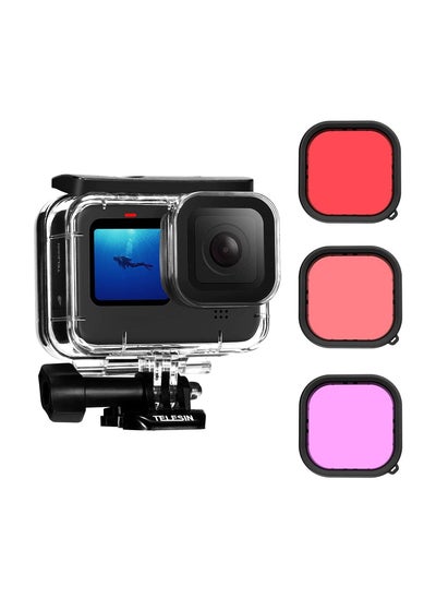 اشتري TELESIN Waterproof Case with 3 Pack Dive Filters for GoPro HERO11 HERO10 HERO9 في الامارات