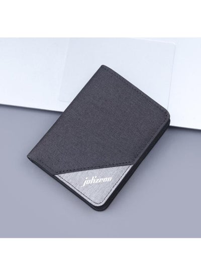 اشتري Canvas Men's Wallet Vertical Denim Short Wallet Card Holder Integrated Mini Folding Small Wallet Men's Simple في السعودية