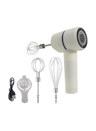 Buy Electric Egg Beater Mixer Plastic Automatic Cordless Hand Mixer with Rotating Whisk for Cream Making White in Saudi Arabia
