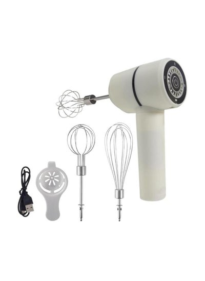 Buy Electric Egg Beater Mixer Plastic Automatic Cordless Hand Mixer with Rotating Whisk for Cream Making White in Saudi Arabia