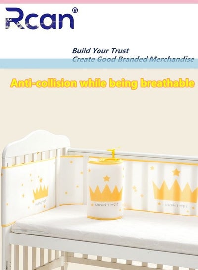 اشتري One Piece Breathable Crib Liner Soft Cotton Newborn Bed Bumper Pad Crib Cushion for Baby Boys and Girls في السعودية