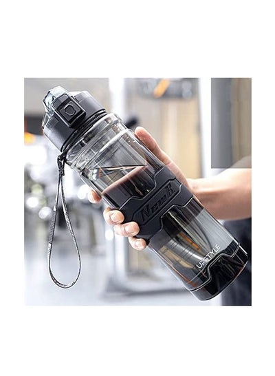 اشتري Water Bottle 1L Leak-Proof Drink Bottle Gym Bottle with Protein Shaker Flip Top Lid & Removable Strainer Sport Bottle for Fitness Cycling Gym Camping Sports في الامارات