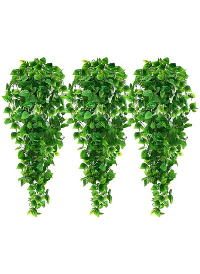 اشتري 3Pcs Artificial Hanging Plants, 43in Fake Hanging Plant, Fake Ivy Vine for Wall House Room Indoor Outdoor Decoration في الامارات