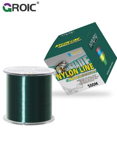 Buy 500M Nylon String Fishing Line Cord Clear Fluorocarbon Strong Monofilament Wire Flexible Wear-resistant Super Pulling Force Cut for Hanging Decorations Beading Crafts Kite(Green) in UAE