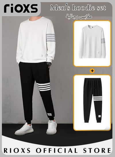 Buy Men's 2 Pieces Athletic Tracksuit Casual Workout Sportswear Set Crew Neck Long Sleeve Hoodie & Jogging Sweatpants in UAE