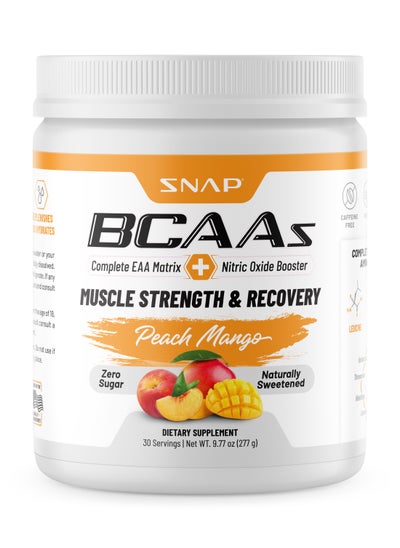 Buy BCAAs Muscle Strength and Recovery - Complete EAA Matrix, Nitric Oxide Booster Dietary Supplement - 277 grams, 30 Servings - Peach Mango in UAE