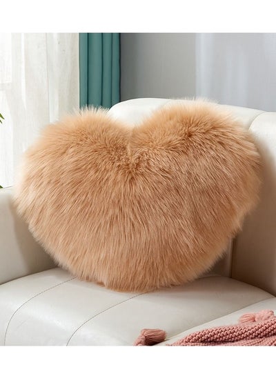 Buy Rabbit Fur Double Side Plush Heart Shaped Throw Pillow (Size 35×45CM) in UAE