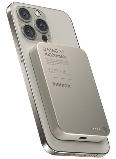 Buy Momax Q.Mag X1 10000 mAh Magnetic Wireless Battery Pack USB-C Up to 20W PD output - Titanium Grey in UAE