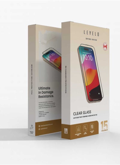 Buy Levelo Full Screen Soft edge Twice-Tempered Glass For iPhone 15 Pro - Black in UAE