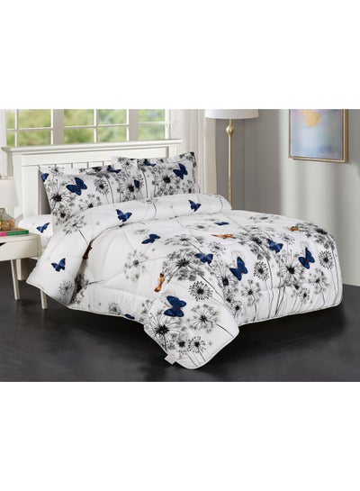 Buy Comforter Extra Soft King Size Microfiber Printed 4 Pieces Set in UAE