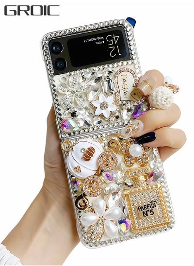 Buy For Samsung Galaxy Z Flip 4 5G Case,3D Handmade Sparkle Stunning Stones Crystal Diamond Bling Glitter Hard PC Phone Shell,Back Cover Case for Galaxy Z Flip 4 in UAE