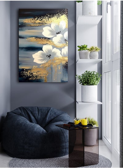 Buy Canvas Wall Art Stretched Over Wooden Frame with Flowers Abstract Painting in Saudi Arabia