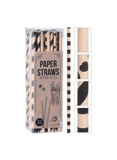 Buy Drinking Straws Paper 100Pcs Set 195X6Mm in UAE