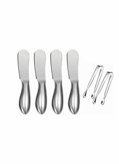 اشتري Spreader Knife Set, 6 Pack Cheese Butter Spreader Knives, and Mini Serving Tongs, Stainless Steel Multipurpose Butter Knives, Suitable for Home or Cake Shop في الامارات