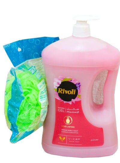 Rivoli Shower Gel Damask Rose & Violet + Loofa Multe Color - 2 L price ...