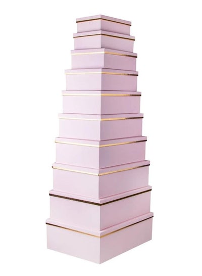 اشتري Paper Gift Box Set | Elegantly Crafted Packaging Solution for All Occasions | 10pcs Set - Pink في الامارات