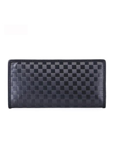 اشتري Real Carbon Fiber Long Wallet Fashion Plaid Two-fold Clutch Men's New Multi-functional Mobile Phone Long Wallet في السعودية