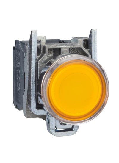 اشتري Schneider Electric Harmony Xb4 Illuminated Push Button, Metal Orange Flush, 22Mm, Universal Led, Plain Lens, 1No + 1Nc, 24V Ac/Dc في مصر