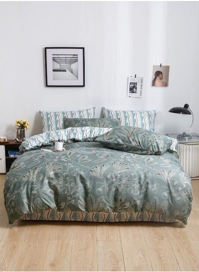 Buy Variance King/Queen Sizes Bedding Set Without Filler, Reversible Geometric Flora Design Green Color in UAE