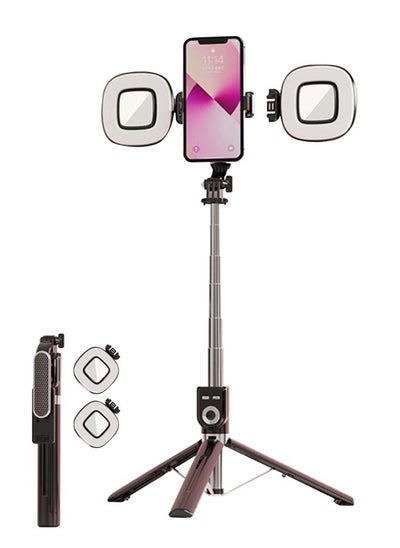 Buy Portable Small Tripod with Dual Lights,Group Selfies/Live Streaming/Video Recording,Compatible with All Cellphones in Saudi Arabia