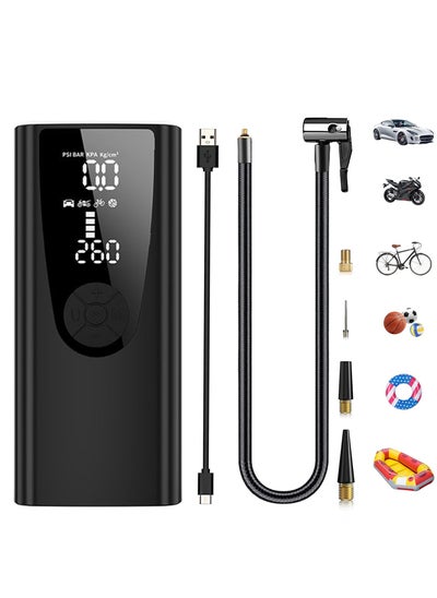 Buy Air Compressor Portable Tyre Inflator 8000mAh Rechargeable Bike Pump Cordless Air Pump with Digital Display Power Bank LED Light Digital Pressure Gauge for Car Bike Motorcycle Ball in UAE