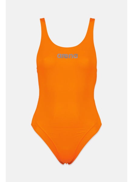 اشتري Women Brand Logo One Piece Swimsuit, Orange في السعودية