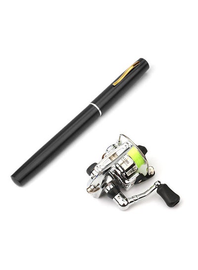 Buy Pocket Collapsible Fishing Rod Reel Combo Mini Pen Fishing Pole Kit Telescopic Fishing Rod Spinning Reel Combo Kit 1M Black in Saudi Arabia