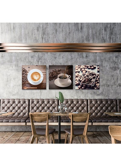 Buy 3-Piece Lorena Coffee Stretched Canvas 40x40x1.8cm in UAE