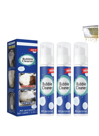 اشتري Bubble Cleaner, 3Pcs Foaming Heavy Oil Stain Cleaner, 100ml Bottled All Purpose Bubble Cleaner Kitchen Deep Cleaning Spray, Grime Remover Bubble Spray for Range Hood, Oven, Pots, Grill, Sink في السعودية